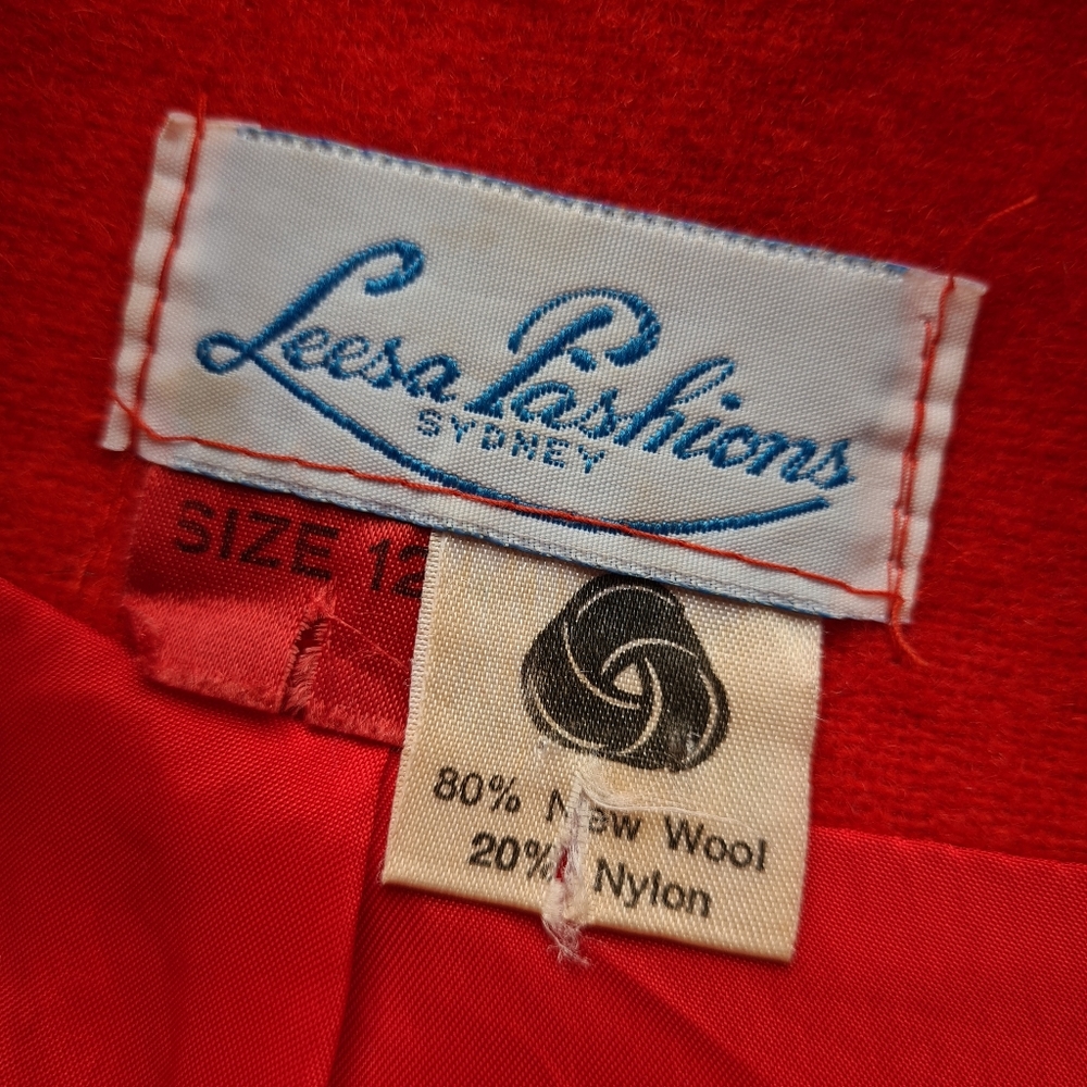 VINTAGE 80s Wool Blend 12 Red Elegant Coat Jacket - Picture 11 of 16